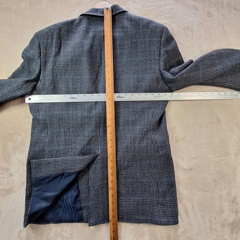 Club Room Blazer Sport Coat Mens 46L Gray Wool Cashmere Houndstooth 2 Button